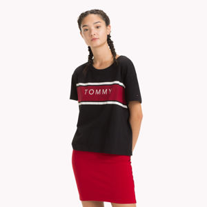 Tommy Hilfiger dámské černé tričko s potiskem - S (78)